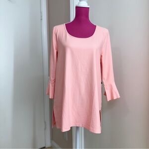 Judy P Women Top Peach 3/4 Ruffle Sleeve Jersey Scoop Neck Size XL *NEW